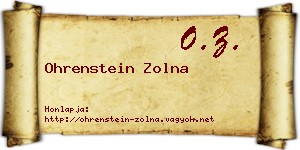 Ohrenstein Zolna névjegykártya